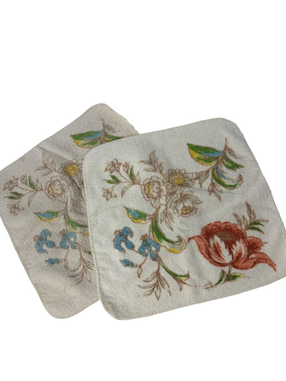 Vintage Springmaid Washcloths Set of 2 Floral Bath Towels Retro Cottagecore